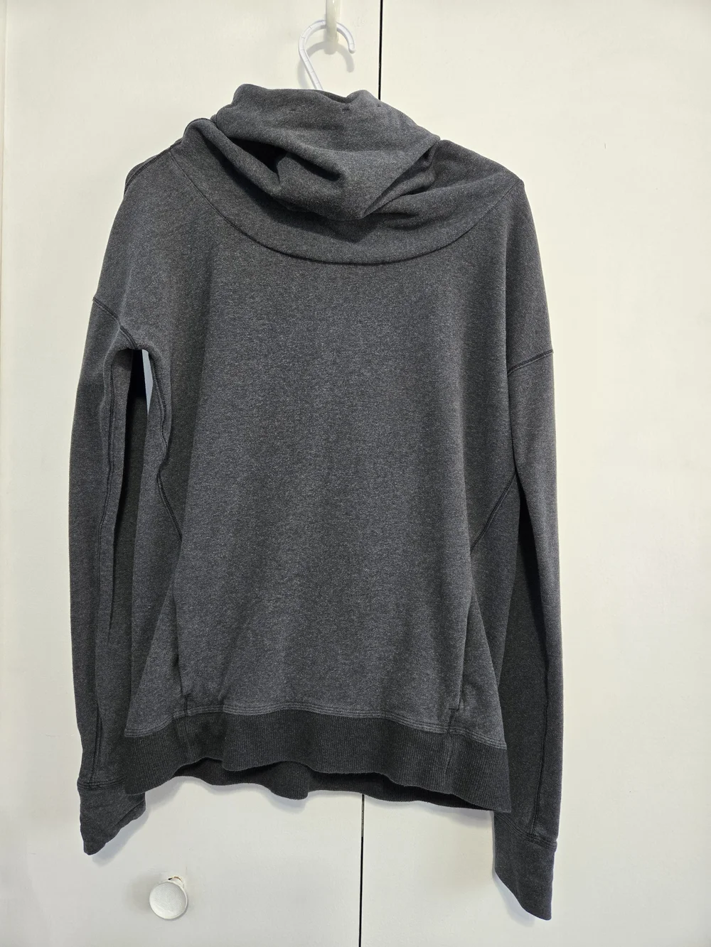 lululemon Gray Cowl Neck Hoodie Pullover Thumbholes High Low Hem